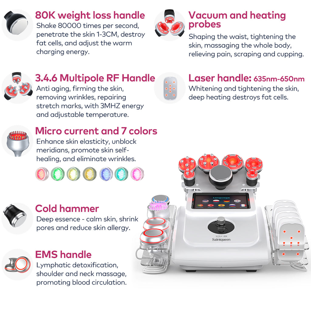 Máy cavitation siêu âm 80K & RF SQ154A Max 11 trong 1 với tấm laser