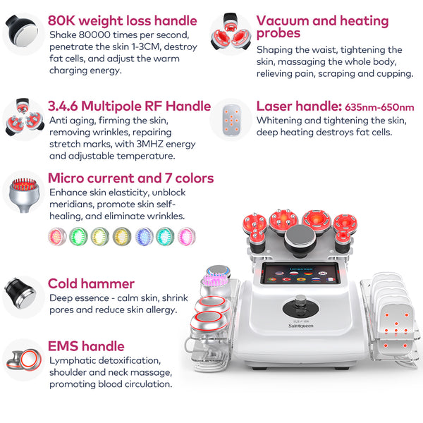 Máy cavitation siêu âm 80K & RF SQ154A Max 11 trong 1 với tấm laser