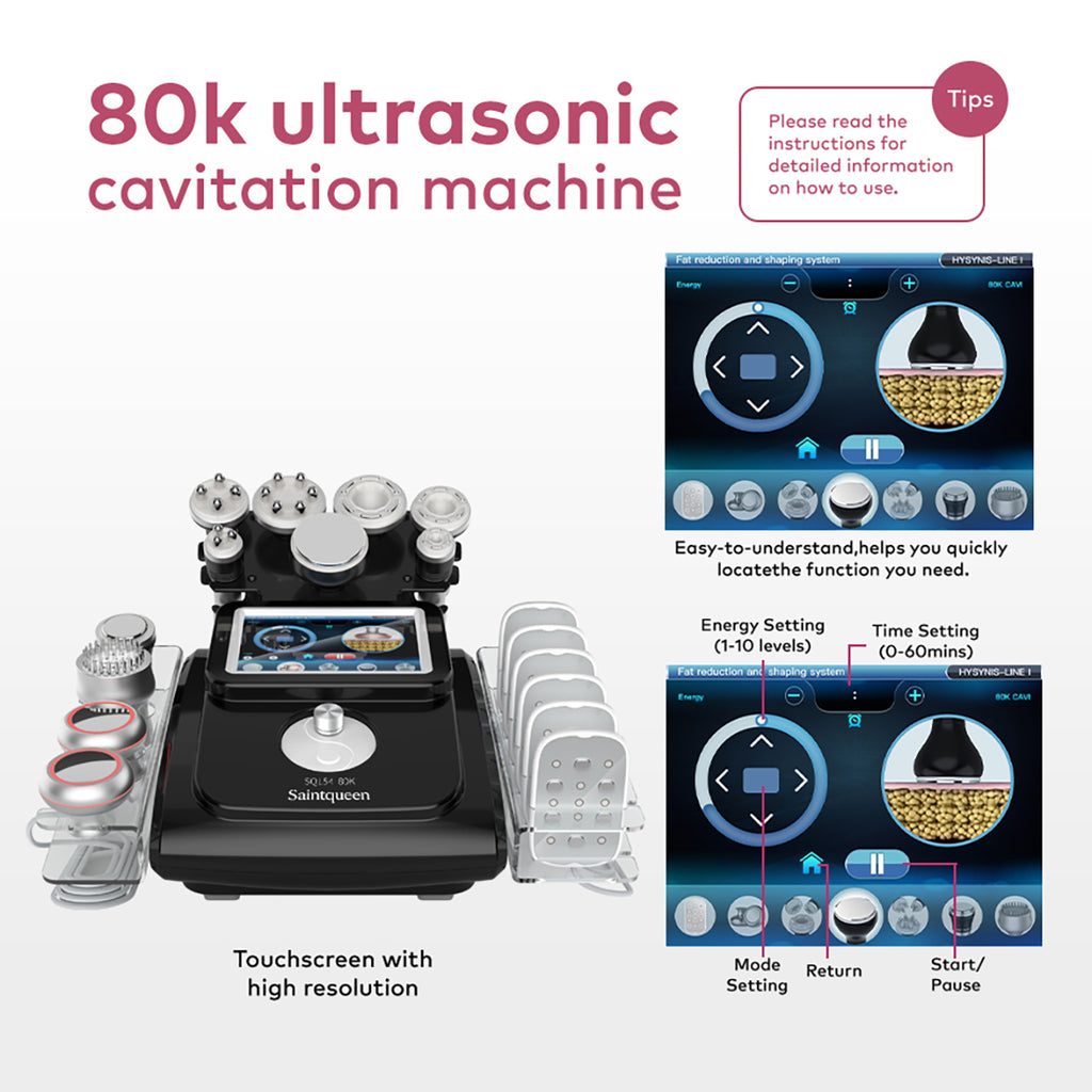 Máy cavitation siêu âm 80K & RF SQ154D Max 11 trong 1 với tấm laser + vi dòng