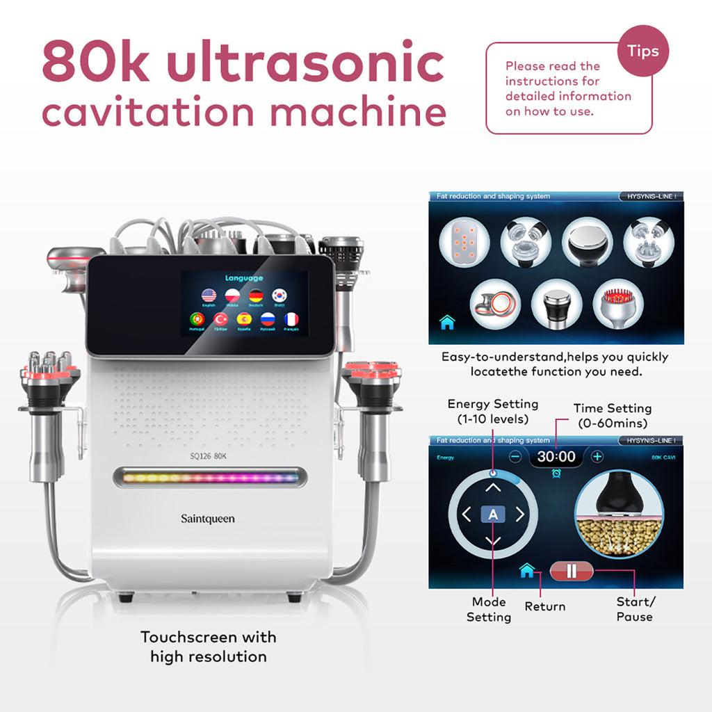 Máy cavitation siêu âm 80K & RF SQ126A Max 11 trong 1 với tấm laser