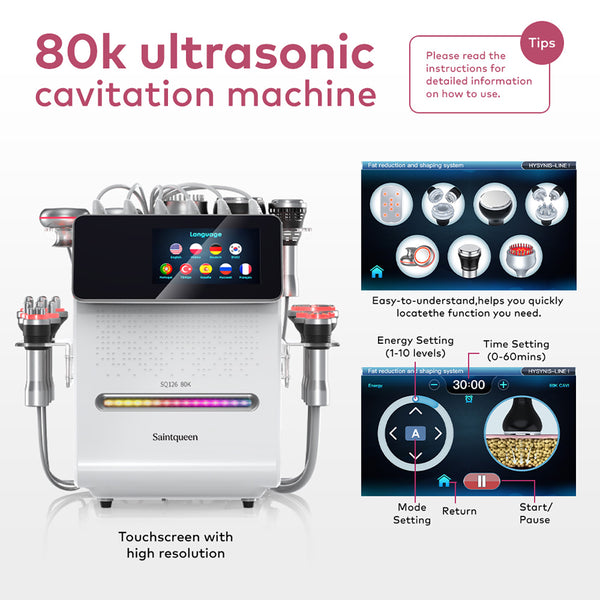 Máy cavitation siêu âm 80K & RF SQ126A Max 11 trong 1 với tấm laser