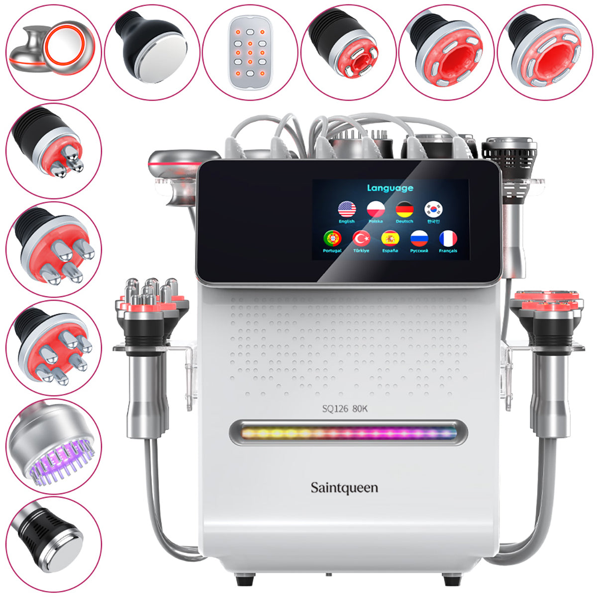 Máy cavitation siêu âm 80K & RF SQ126B Max 11 trong 1 với tấm laser + vi dòng