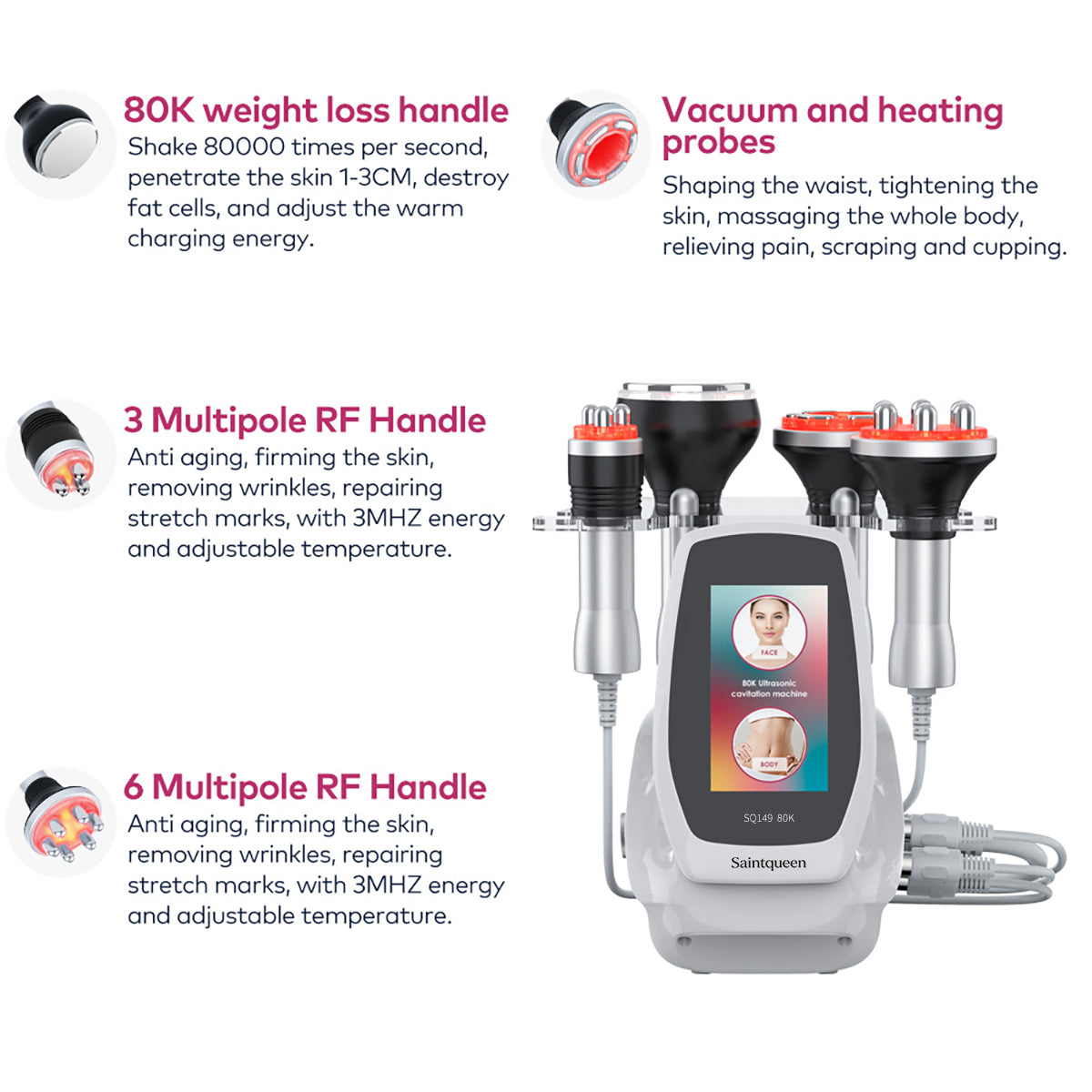 Máy cavitation siêu âm 80K & RF SQ149 Basic 4 trong 1 Hình sản phẩm phụ