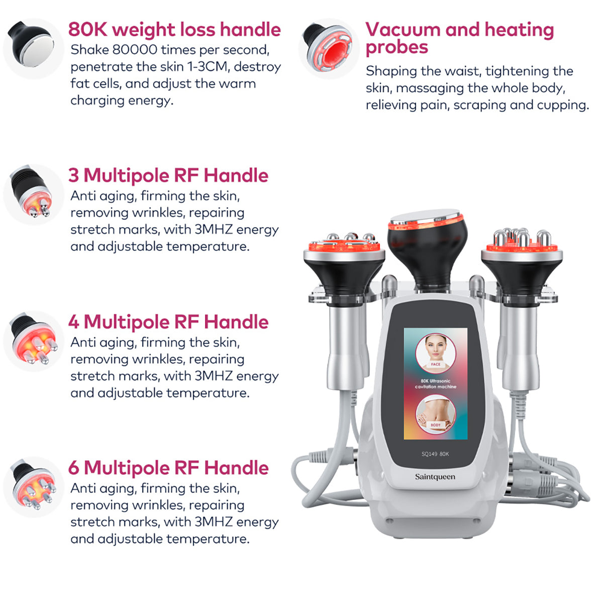 Máy cavitation siêu âm 80K & RF SQ149 Pro 5 trong 1 Hình sản phẩm phụ