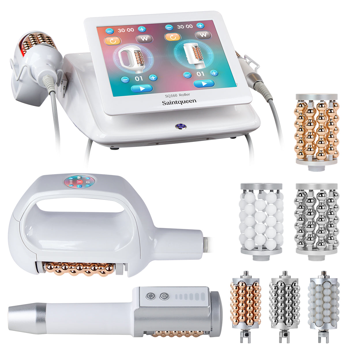 Máy con lăn cầu SQ160B hai đầu thao tác với nén xoay 360° & rung vi mô cho mặt và cơ thể