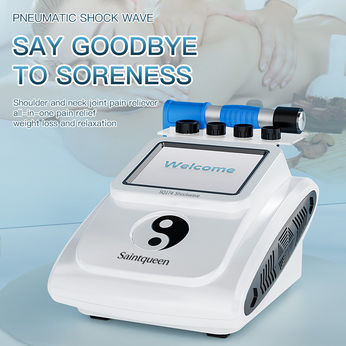 Máy massage cơ thể khí nén SQ174 với 5 đầu thay thế