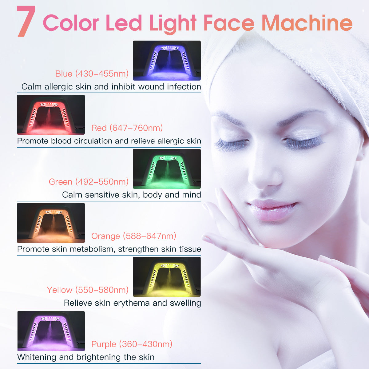 Máy ánh sáng LED PDT SQ75 với 170 LED, 7 màu & phun sương nano siêu âm