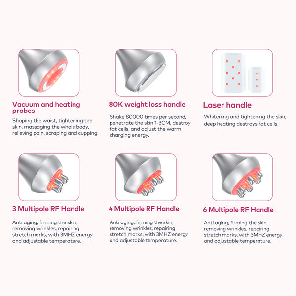 Máy cavitation 80K SQ54 Pro 6 trong 1 với RF, laser lipo & massage chân không