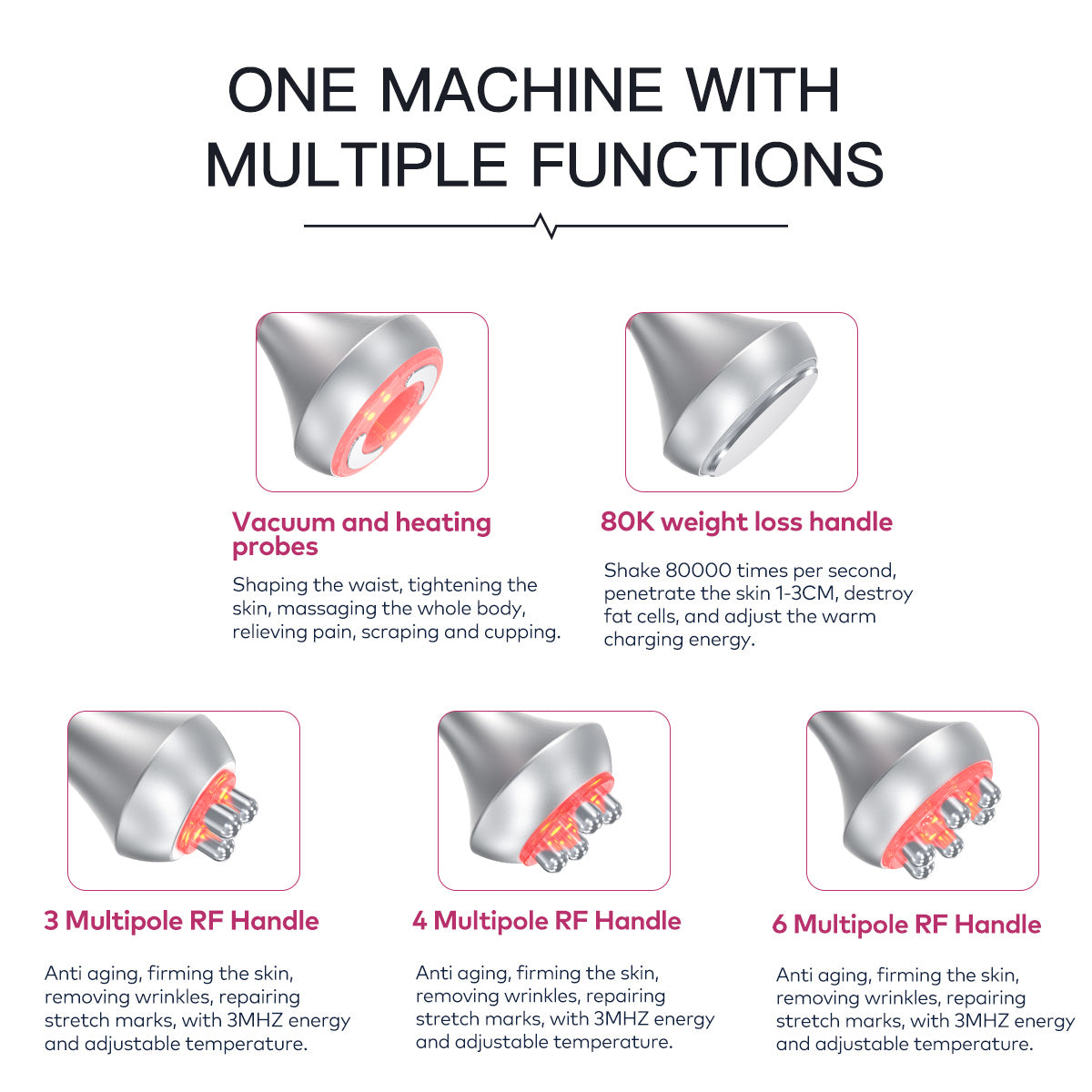 Máy cavitation siêu âm 80K SQ52 Pro 5 trong 1 với RF đa cực & massage chân không