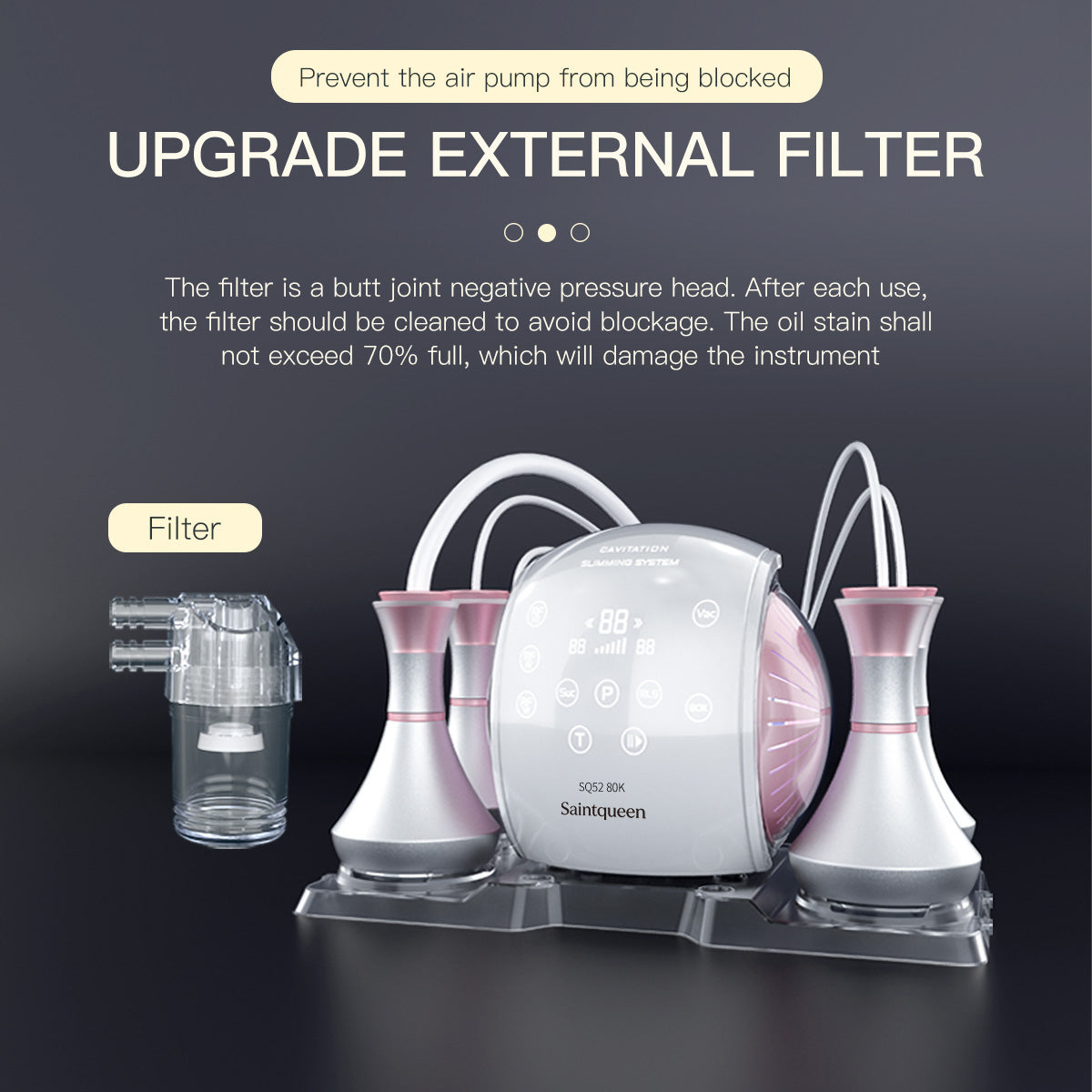 Máy cavitation siêu âm 80K SQ52 Pro 5 trong 1 với RF đa cực & massage chân không