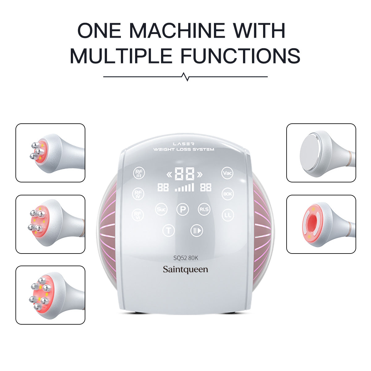 Máy cavitation siêu âm 80K SQ52 Pro 5 trong 1 với RF đa cực & massage chân không