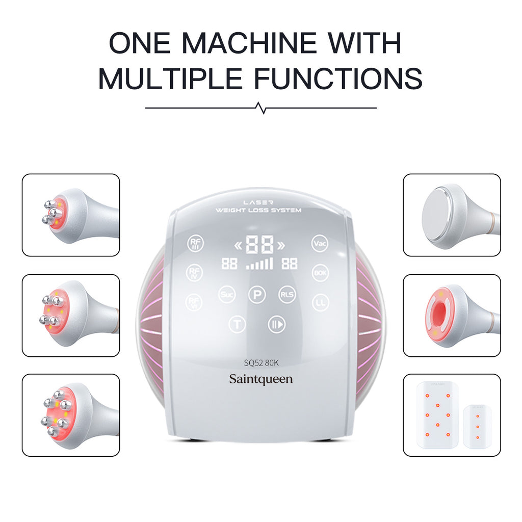 Máy cavitation 80K SQ52 Pro 6 trong 1 với RF đa cực, chân không & laser lipo