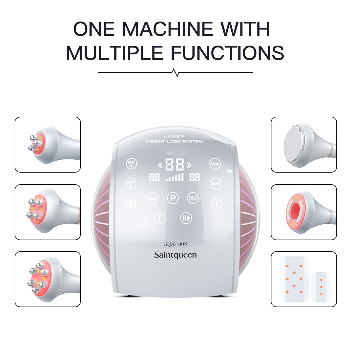 Máy cavitation 80K SQ52 Pro 6 trong 1 với RF đa cực, chân không & laser lipo