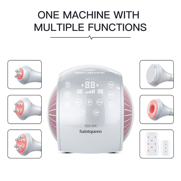Máy cavitation 80K SQ52 Pro 6 trong 1 với RF đa cực, chân không & laser lipo