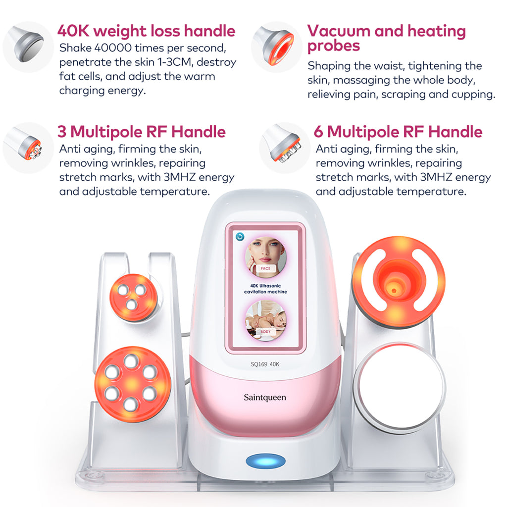 Máy cavitation 40K SQ169 Basic 4 trong 1 với RF đa cực & massage chân không