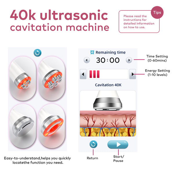 Máy cavitation 40K SQ169 Basic 4 trong 1 với RF đa cực & massage chân không