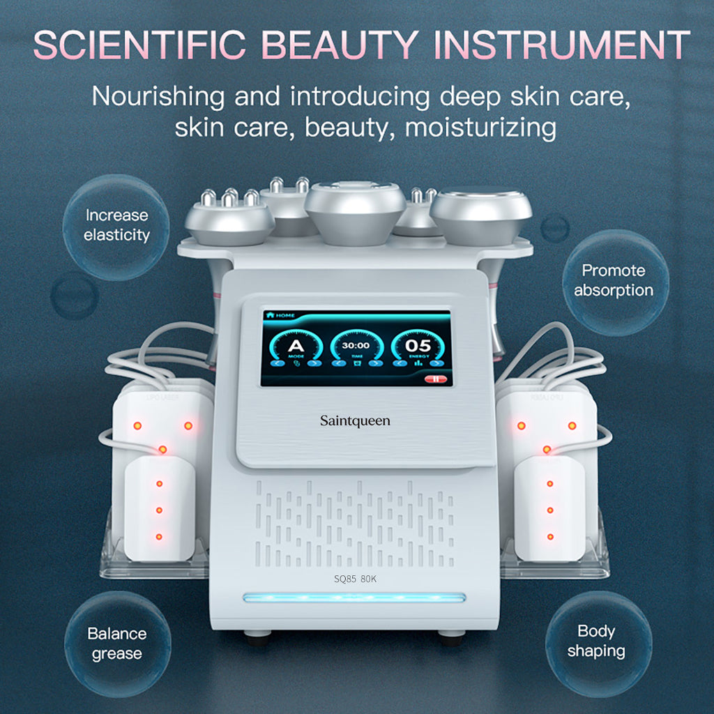 Máy cavitation siêu âm 80K & RF SQ85C Pro 6 trong 1 với tấm laser