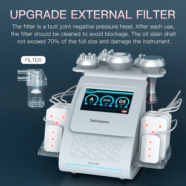 Máy cavitation siêu âm 80K & RF SQ85C Pro 6 trong 1 với tấm laser