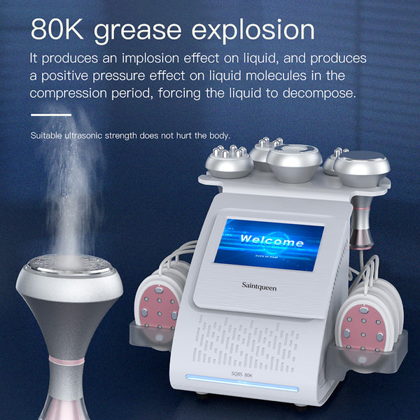 Máy cavitation siêu âm 80K & RF SQ85B Pro 6 trong 1 với tấm laser + vi dòng
