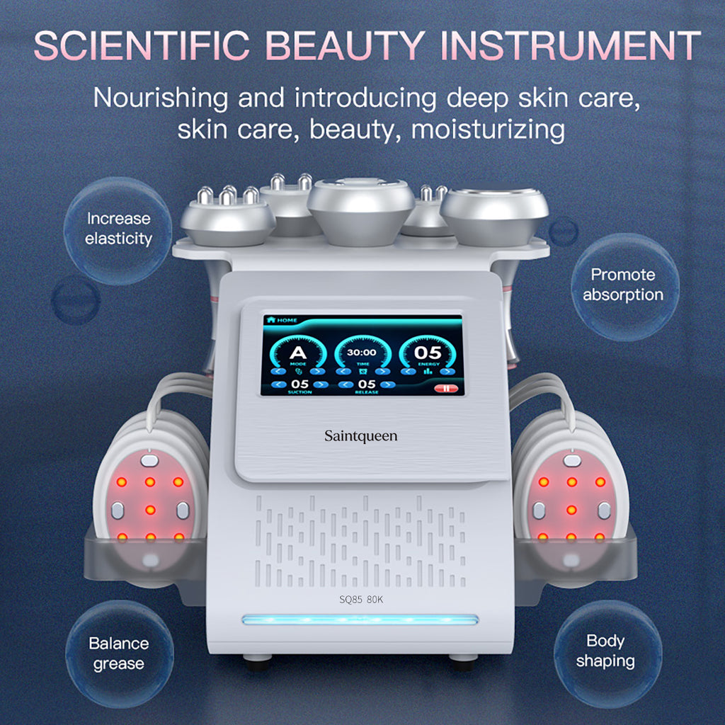 Máy cavitation siêu âm 80K & RF SQ85B Pro 6 trong 1 với tấm laser + vi dòng