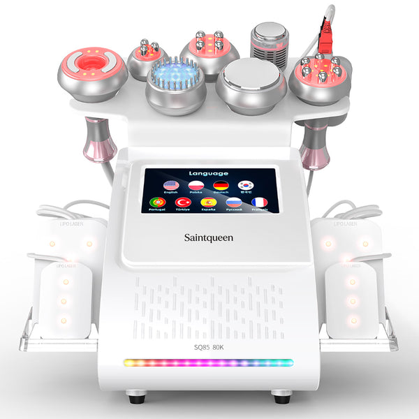 Máy cavitation siêu âm 80K & RF SQ85D Plus 9 trong 1 với tấm laser
