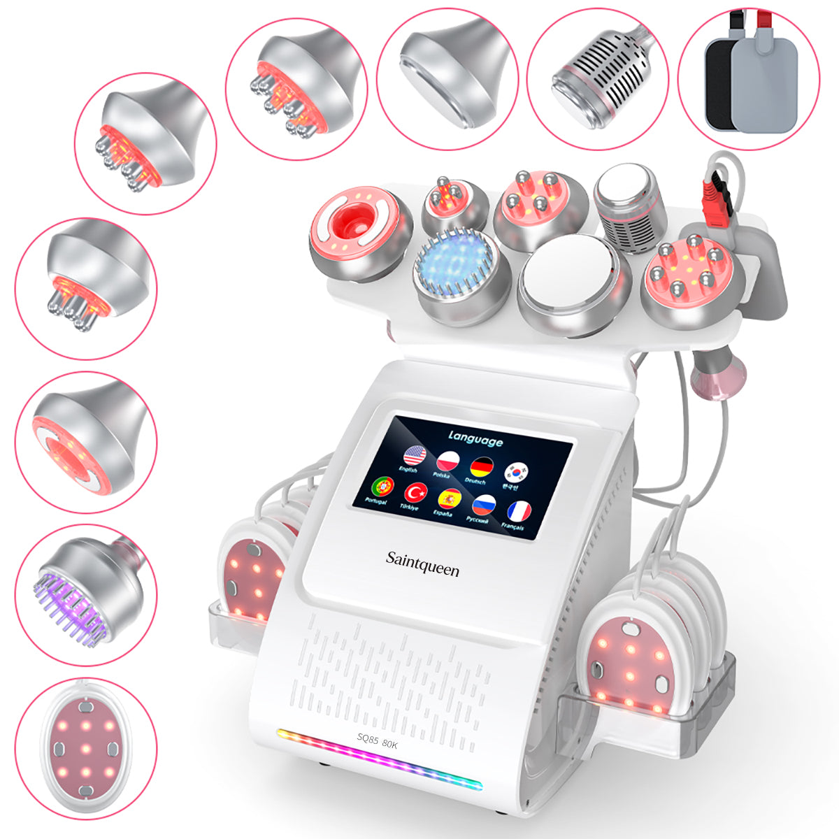 Máy cavitation siêu âm 80K & RF SQ85E Plus 9 trong 1 với tấm laser + vi dòng