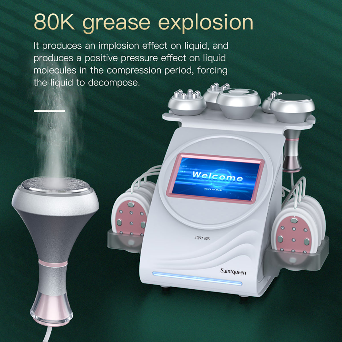 Máy cavitation siêu âm 80K & RF SQ90B Pro 6 trong 1 với tấm laser + vi dòng