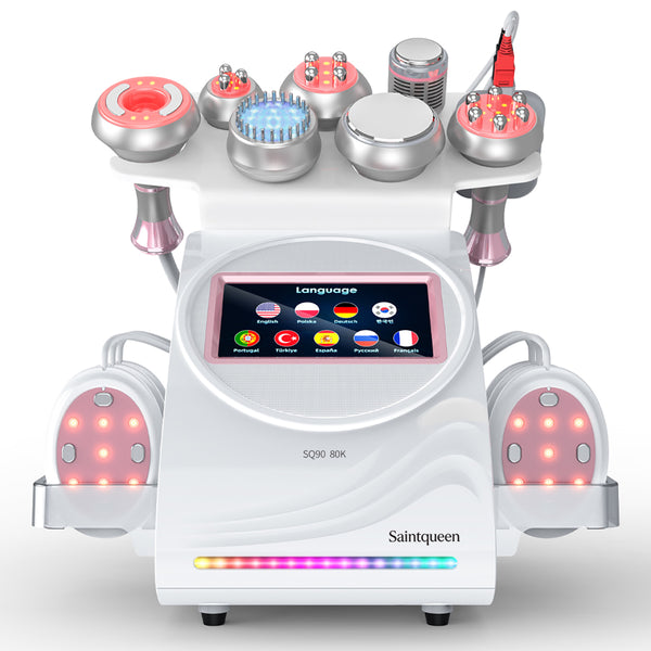 Máy cavitation siêu âm 80K & RF SQ90E Plus 9 trong 1 với tấm laser + vi dòng