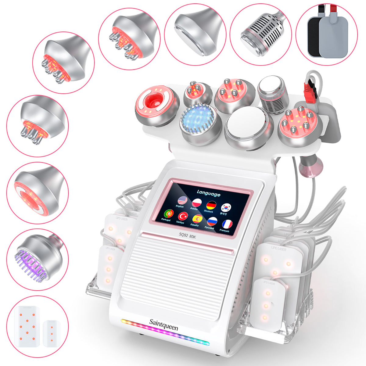 Máy cavitation siêu âm 80K & RF SQ92D Plus 9 trong 1 với tấm laser