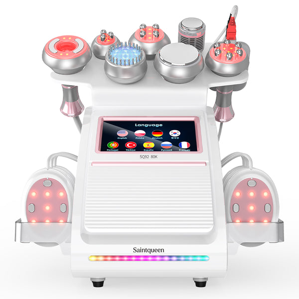 Máy cavitation siêu âm 80K & RF SQ92E Plus 9 trong 1 với tấm laser + vi dòng