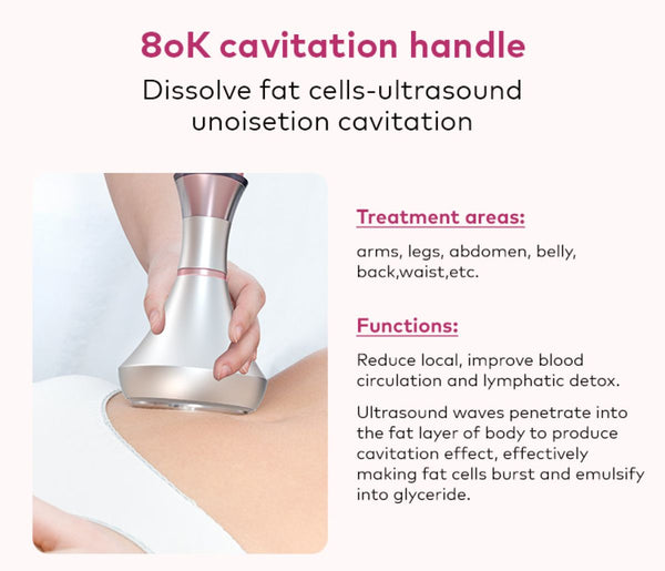 Máy cavitation 80K SQ121A Pro 6 trong 1 với RF đa cực, RF chân không & tấm laser