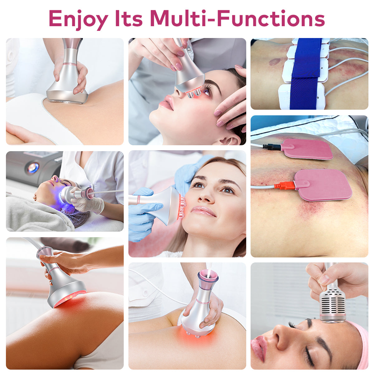 Máy cavitation 80K SQ121C Plus 9 trong 1 với tấm laser lipo, RF đa cực, chân không, EMS, BIO LED & đầu lạnh