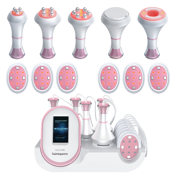 Máy cavitation 80K SQ121B Pro 6 trong 1 với RF, tấm laser/EMS vi dòng & massage chân không