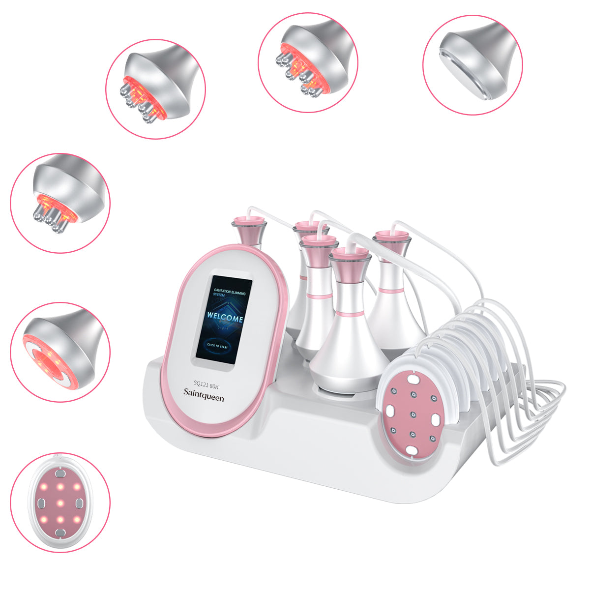 Máy cavitation 80K SQ121B Pro 6 trong 1 với RF, tấm laser/EMS vi dòng & massage chân không