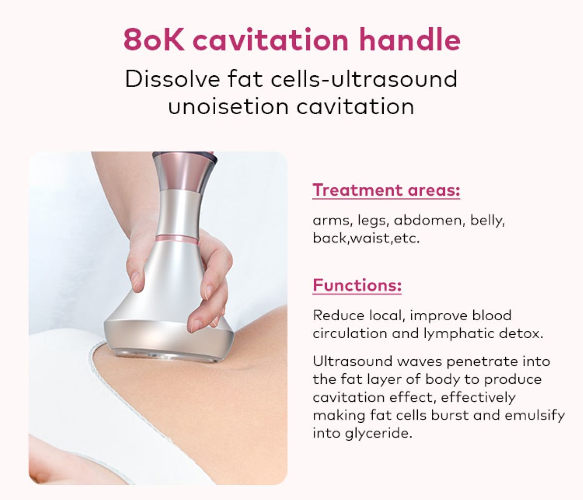 Máy cavitation 80K SQ121B Pro 6 trong 1 với RF, tấm laser/EMS vi dòng & massage chân không
