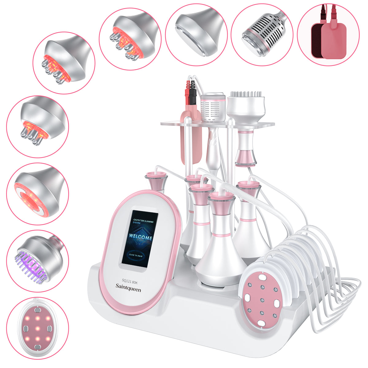 Máy cavitation 80K SQ121D Plus 9 trong 1 với tấm vi dòng, RF đa cực & chân không Hình sản phẩm chính