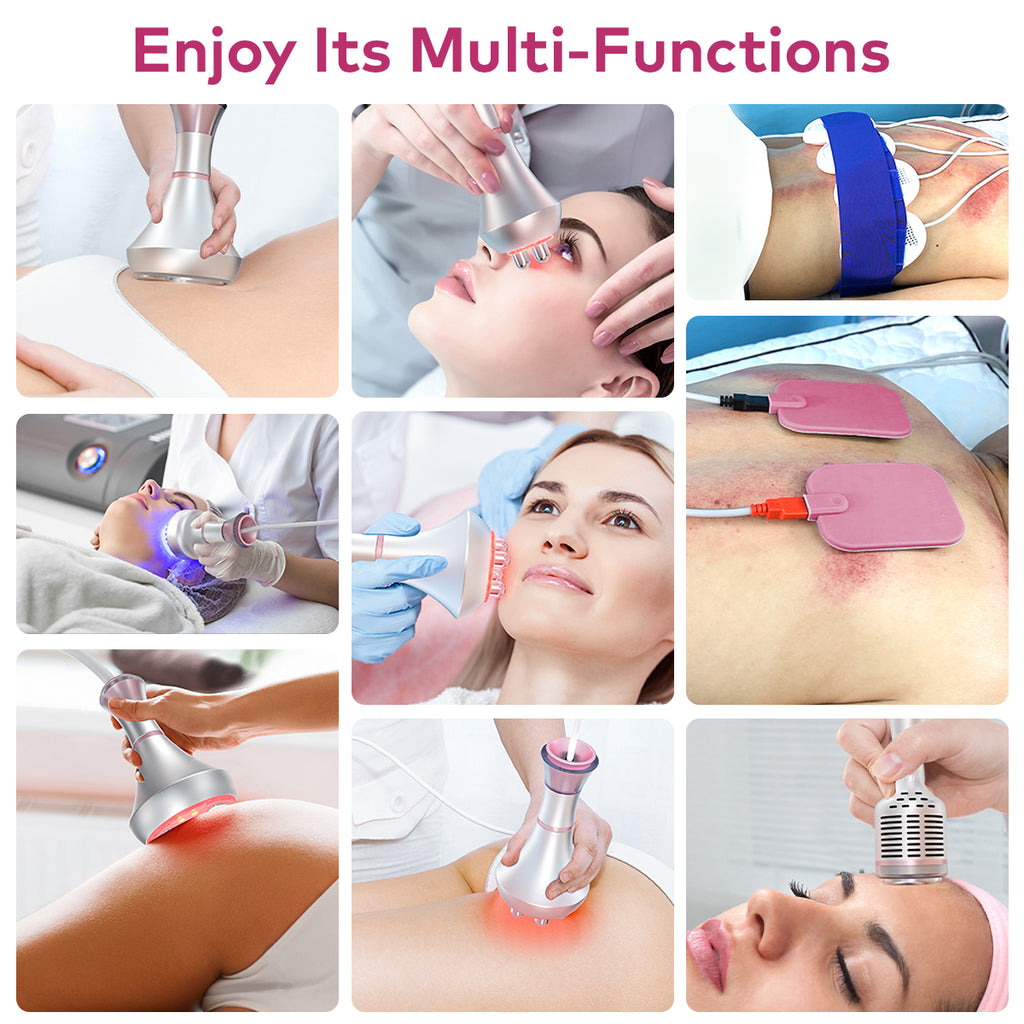 Máy cavitation 80K SQ121D Plus 9 trong 1 với tấm vi dòng, RF đa cực & chân không