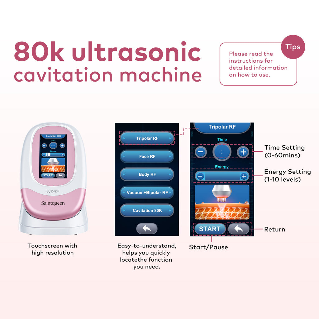 Máy cavitation 80K SQ95A Pro 5 trong 1 với RF đa cực & massage chân không