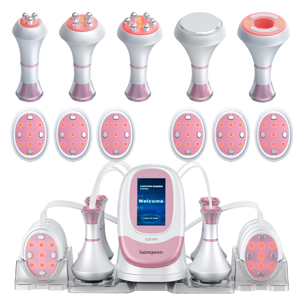 Máy chăm sóc vóc dáng SQ95B Pro 6 trong 1 với cavitation 80K, RF đa cực, massage chân không & tấm EMS