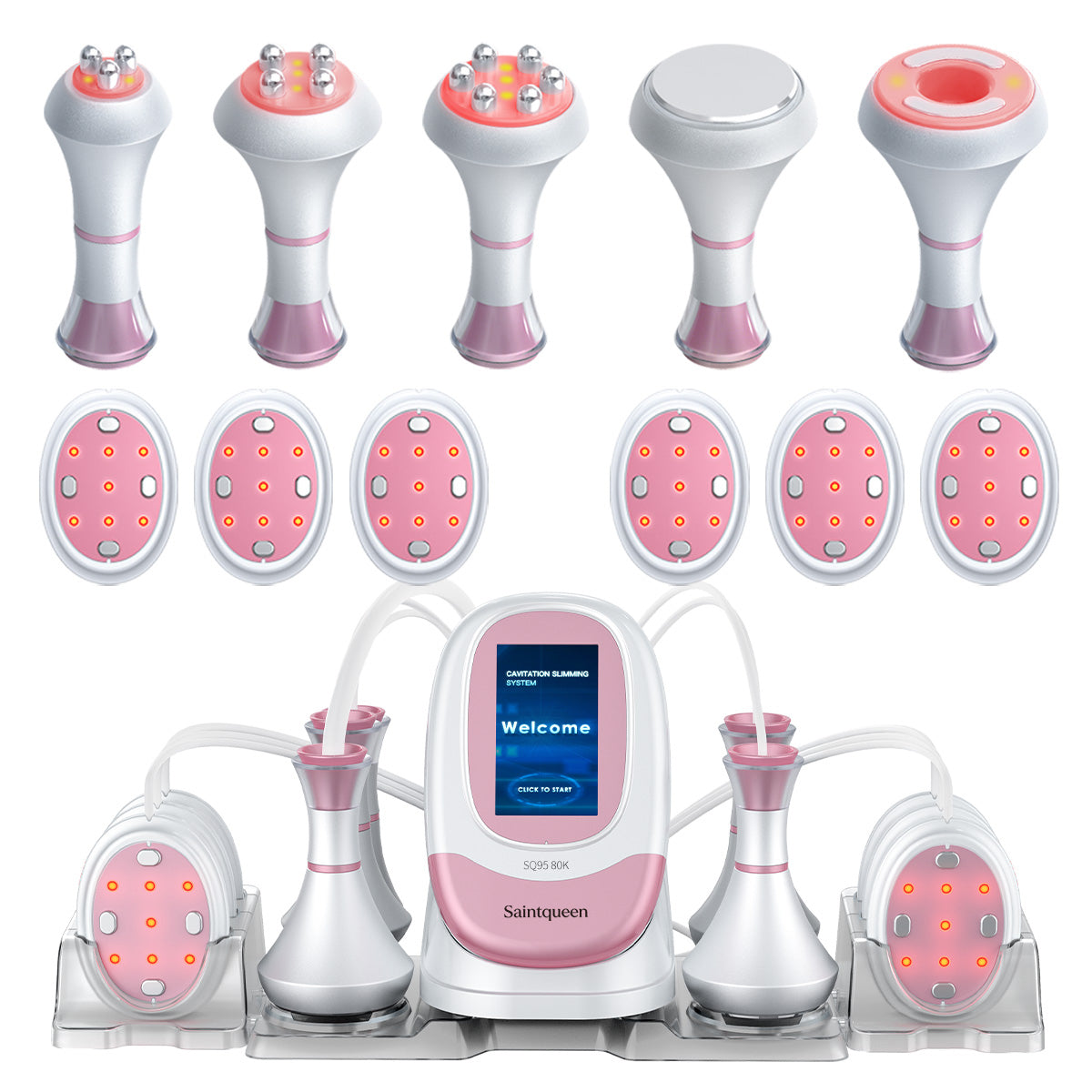 Máy chăm sóc vóc dáng SQ95B Pro 6 trong 1 với cavitation 80K, RF đa cực, massage chân không & tấm EMS