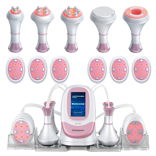 Máy chăm sóc vóc dáng SQ95B Pro 6 trong 1 với cavitation 80K, RF đa cực, massage chân không & tấm EMS
