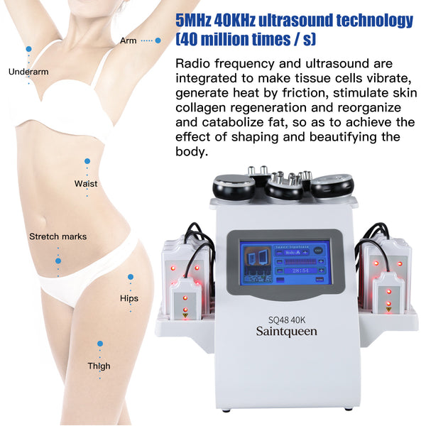 Máy cavitation siêu âm 40K & RF SQ48 Pro 6 trong 1 với tấm laser