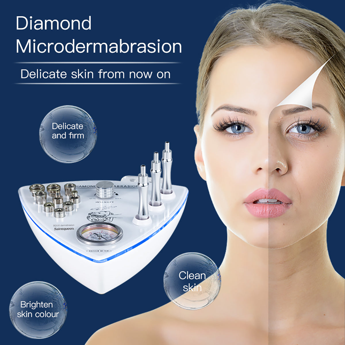Máy mài da vi điểm đầu kim cương SQ110B với đồng hồ chân không