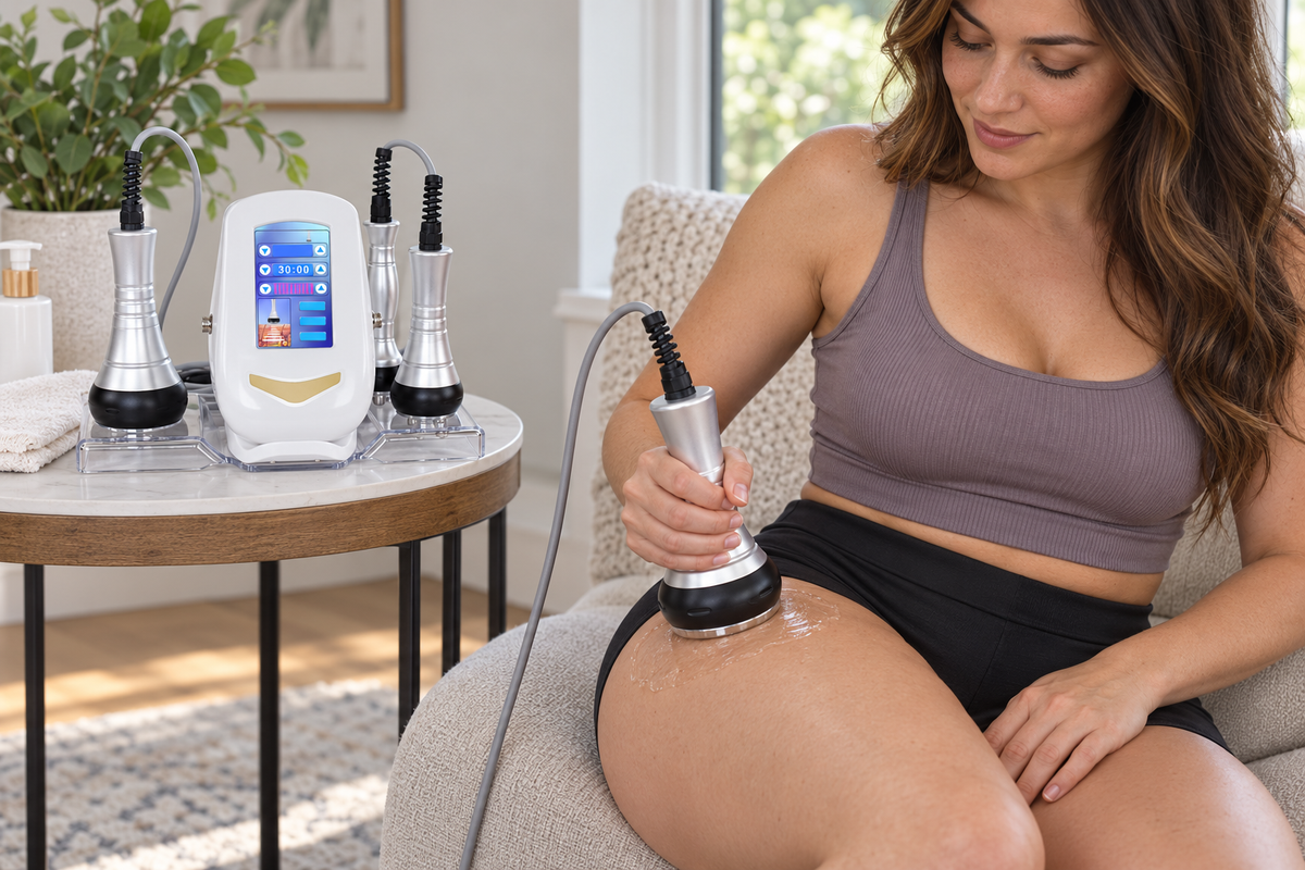 Đầu cavitation 40K đặt ở mặt ngoài đùi